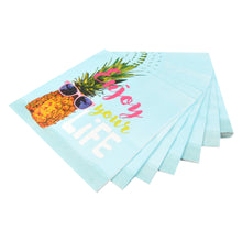 Lade das Bild in den Galerie-Viewer, 40er Set Servietten Papier Ananas Enjoy your life Papierservietten Einwegservietten Türkis bunt