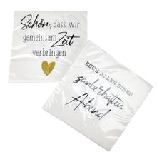Lade das Bild in den Galerie-Viewer, 40er Set Papierservietten mit Spruch Weiß Schwarz Dekoservietten Servietten modern Einwegservietten