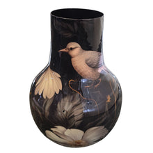 Lade das Bild in den Galerie-Viewer, Dekovase Schwarz Floral Metall 30 cm Vase Blumenvase