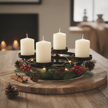 Lade das Bild in den Galerie-Viewer, Adventskranz Schwarz Metall 38 x 34 cm modern Tischdeko Weihnachten Weihnachtsdeko
