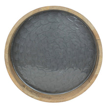 Lade das Bild in den Galerie-Viewer, Dekotablett Mangoholz Perlmutt Brau Grau Holztablett Tablett modern rund mit Griffen