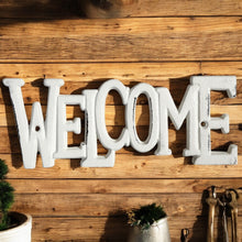 Lade das Bild in den Galerie-Viewer, Wanddeko Welcome Weiß Metall