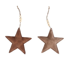 Lade das Bild in den Galerie-Viewer, 4er Set Dekohänger Stern Tanne PU Leder Weihnachten Weihnachtsdeko
