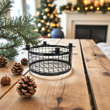 Lade das Bild in den Galerie-Viewer, Adventskranz Metall Schwarz Korb 20 cm od. 35 cm Kerzenhalter