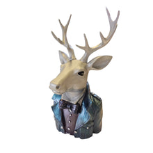 Lade das Bild in den Galerie-Viewer, Hirschbüste Silber Blau 32 cm modern Dekohirsch Hirsch Deko Dekofigur