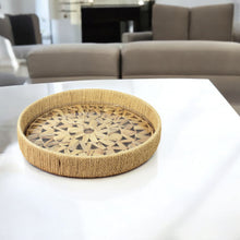 Lade das Bild in den Galerie-Viewer, 2er Set Dekotablett Seegras Braun Tablett rund Tablettset modern