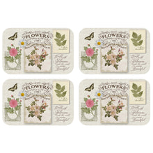 Lade das Bild in den Galerie-Viewer, 4er Set Platzset eckig vintage Blumen