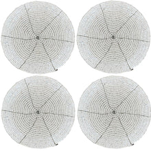 Lade das Bild in den Galerie-Viewer, 4er Set Glasuntersetzer Perlen Schwarz, Weiß oder Silber Getränkeuntersetzer 10 cm