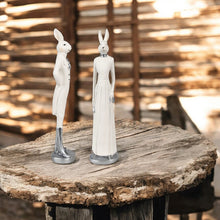 Lade das Bild in den Galerie-Viewer, Dekofigur Osterhase männlich od. weiblich Osterdekoration Weiß Polyresin Hasenfigur Hase