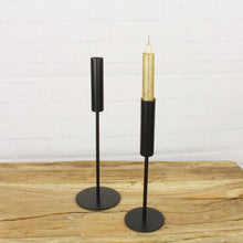 Lade das Bild in den Galerie-Viewer, Kerzenständer Schwarz Metall 2er Ser