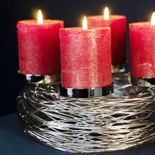 Lade das Bild in den Galerie-Viewer, Adventskranz Silber Edelstahl 28 cm