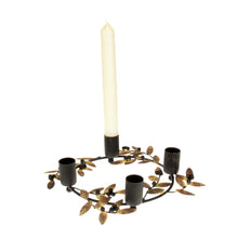 Lade das Bild in den Galerie-Viewer, Adventskranz Metall Gold Schwarz 24 cm