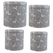 Lade das Bild in den Galerie-Viewer, 4er Set Gebäckdose Metall Rot oder Grau