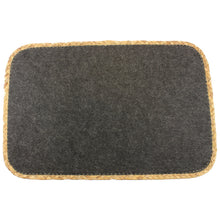Lade das Bild in den Galerie-Viewer, 4er Set Tischset mit Bastumrandung Filz Grau Filztischset Tischmatten Set Tellerunterlage modern