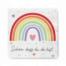 Lade das Bild in den Galerie-Viewer, 40 Stk. Papierservietten Schön das du da bist Regenbogen bunt Papier 3 lagig Servietten Kinder Geburtstag