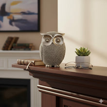 Lade das Bild in den Galerie-Viewer, Dekofigur Eule Gold Glitzer 10 cm modern Polystone Dekoeule