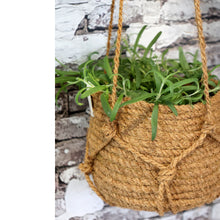 Lade das Bild in den Galerie-Viewer, 2er Set Blumentopf zum hängen Naturfaser Braun Hängeblumentopf Pflanztopf rund