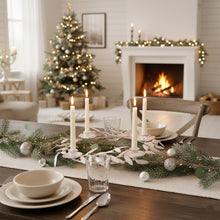 Lade das Bild in den Galerie-Viewer, Adventskranz Blätter Landhaus Creme Shabby Dekokranz Advent Stabkerzen Metall