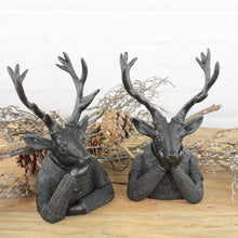 Lade das Bild in den Galerie-Viewer, 2er Set Hirschbüste Schwarz