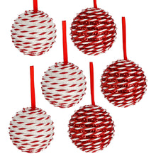 Lade das Bild in den Galerie-Viewer, 6er Set Christbaumkugeln Rot Weiß 8 cm modern Dekokugeln Christbaumschmuck