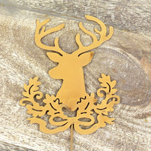 Lade das Bild in den Galerie-Viewer, 2er Set Dekostecker Hirschkopf rostig Weinachtsdeko Herbstdeko