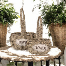 Lade das Bild in den Galerie-Viewer, 2er Seegraskörbe Flower oval Braun Dekokorb Korbset Landhaus Pflanzkorb