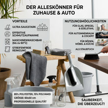 Lade das Bild in den Galerie-Viewer, 2er Set Xl Mikrofasertuch Anthrazit 50x60 cm ultra saugstark Reinigungstuch Poliertuch