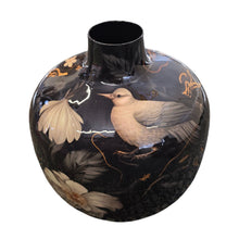 Lade das Bild in den Galerie-Viewer, Dekovase Schwarz Floral Metall 18 cm Vase Blumenvase