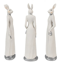 Lade das Bild in den Galerie-Viewer, Dekofigur Osterhase männlich od. weiblich Osterdekoration Weiß Polyresin Hasenfigur Hase