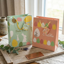 Lade das Bild in den Galerie-Viewer, 6er Set Geschenktaschen Ostern Rosa Grün 23 cm Geschenktüte Papier