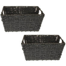Lade das Bild in den Galerie-Viewer, 2er Set Korb rechteckig Schwarz Matt Dekokorb Bastkorb modern Korbset