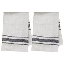 Lade das Bild in den Galerie-Viewer, 2er Set Geschirrtuch Leinen Beige Schwarz