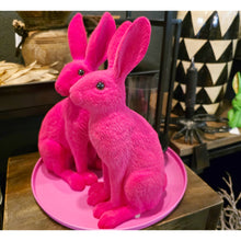 Lade das Bild in den Galerie-Viewer, 2er Set Osterhasen beflockt Pink Dekohase Hase Osterdekoration modern