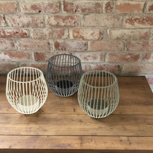 Lade das Bild in den Galerie-Viewer, 3er Set Teelichthalter Metall modern Schwarz Weiß Grau Kerzenhalter Tischdekoration