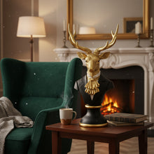 Lade das Bild in den Galerie-Viewer, XL Hirsch Büste Schwarz Gold 53 cm Dekohirsch Dekobüste modern