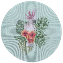 Lade das Bild in den Galerie-Viewer, 4er Set Platzset Papagei rund Grün