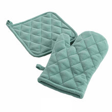 Lade das Bild in den Galerie-Viewer, Backofenhandschuh und Topflappen Set Salbei oder Rot modern Backhandschuh Topfhandschuh Baumwolle