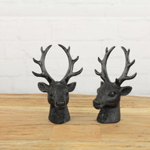 Lade das Bild in den Galerie-Viewer, 2er Set Hirschkopf schwarz Poly