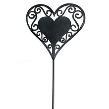 Lade das Bild in den Galerie-Viewer, 2er Set Gartenstecker Herz Schwarz Metall