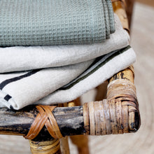 Lade das Bild in den Galerie-Viewer, 2er Set Geschirrtuch Leinen Beige Schwarz gestreift