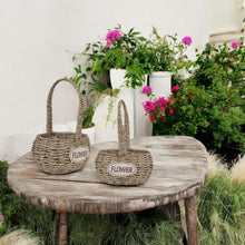 Lade das Bild in den Galerie-Viewer, 2er Seegraskörbe Flower oval Braun Dekokorb Korbset Landhaus Pflanzkorb