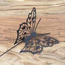 Lade das Bild in den Galerie-Viewer, 2er Set Dekostecker Schmetterling Schwarz Metall