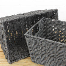Lade das Bild in den Galerie-Viewer, 2er Set Korb rechteckig Schwarz Matt Dekokorb Bastkorb modern Korbset