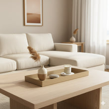 Lade das Bild in den Galerie-Viewer, Dekotablett Metall Creme Modern 45 cm rechteckig