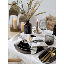 Lade das Bild in den Galerie-Viewer, 2er Set Geschirrtuch Leinen Beige Schwarz gestreift