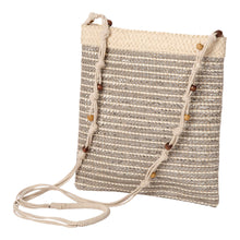 Lade das Bild in den Galerie-Viewer, Umhängetasche Beige Grau mit Glitzerfäden Tasche Damen moderne Handtasche