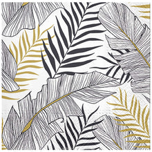 Lade das Bild in den Galerie-Viewer, 40er Set Cocktailservietten Blätter Schwarz Gold Weiß