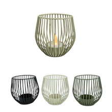 Lade das Bild in den Galerie-Viewer, 3er Set Teelichthalter Metall modern Schwarz Weiß Grau Kerzenhalter Tischdekoration