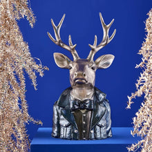 Lade das Bild in den Galerie-Viewer, Hirschbüste Silber Blau 32 cm modern Dekohirsch Hirsch Deko Dekofigur