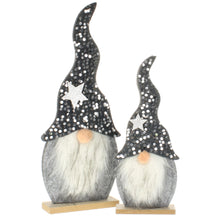 Lade das Bild in den Galerie-Viewer, 2er Set Dekowichtel Grau Filz modern 29 cm Weihnachtswichtel Weihnachtsdeko